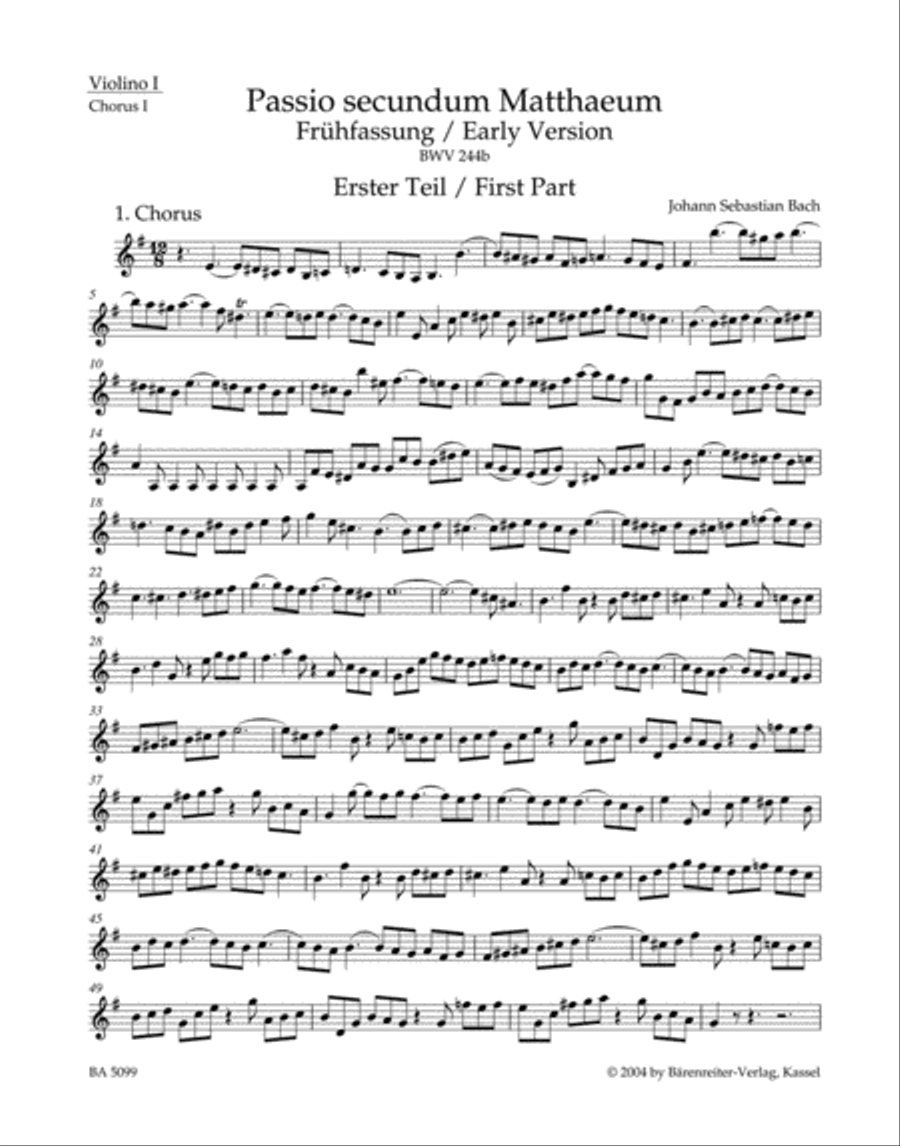 Matthaus-Passion BWV 244b Violin scores gallery preview page 1