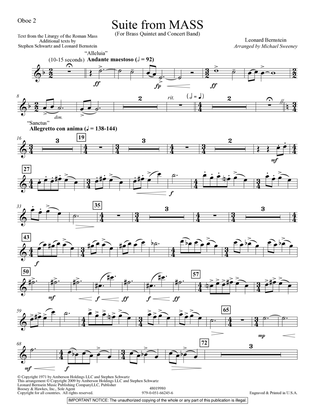 Book cover for Suite from Mass (arr. Michael Sweeney) - Oboe 2