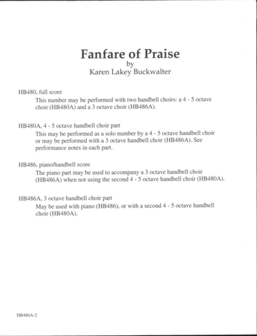 Fanfare of Praise - handbell part - 3 octaves 3-Octaves scores gallery preview page 2