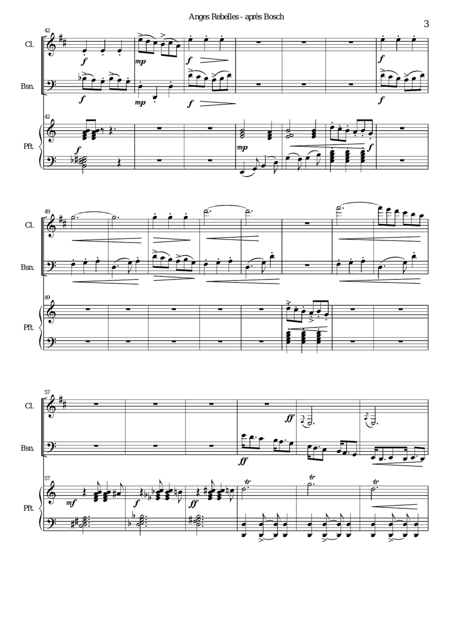 La Chute des Anges rebelles - The Fall of the rebel Angels - for clarinet, bassoon and piano Woodwind Duet scores gallery preview page 3