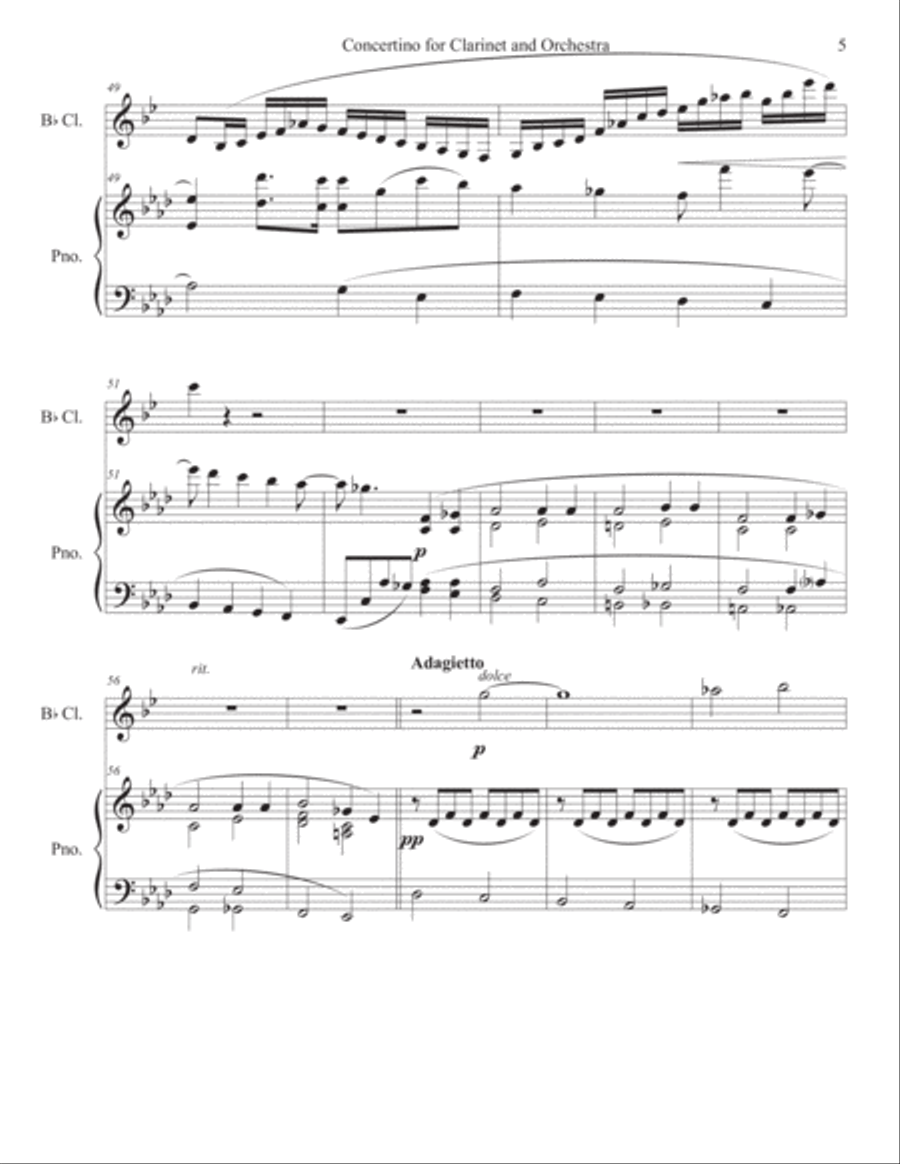 Concertino for Clarinet and Orchestra Clarinet Solo scores gallery preview page 5