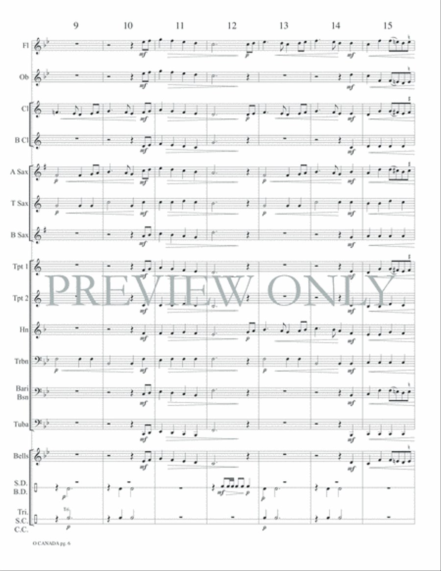 O Canada Concert Band scores gallery preview page 9