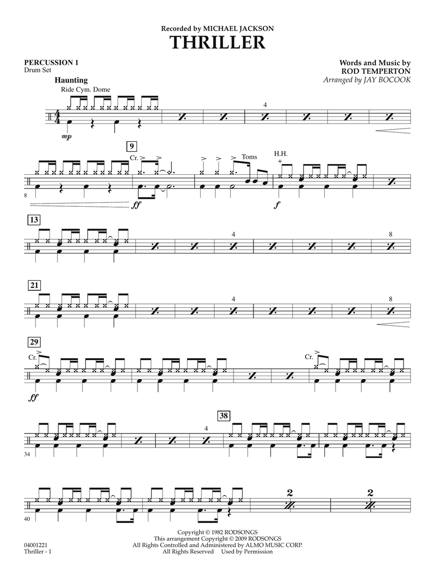 Thriller - Percussion 1 Concert Band scores gallery preview page 1