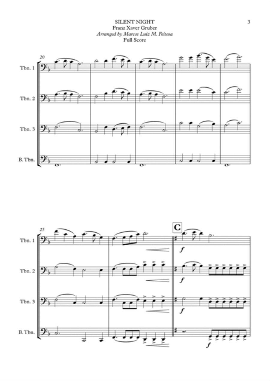 Silent Night - Trombone Quartet Trombone Quartet scores gallery preview page 5