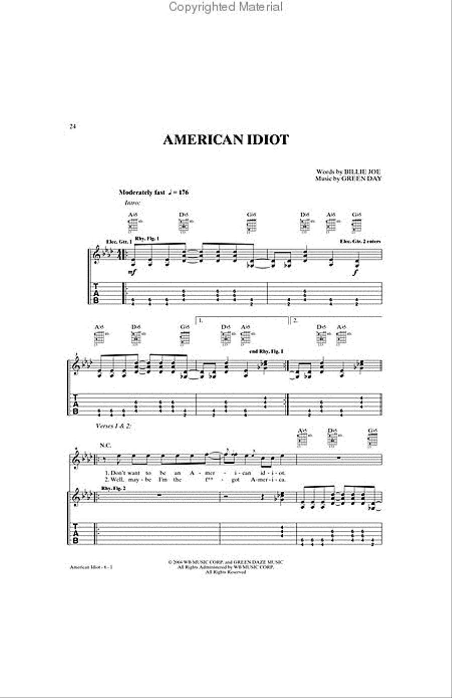Green Day – Guitar Tab Anthology Electric Guitar scores gallery preview page 2