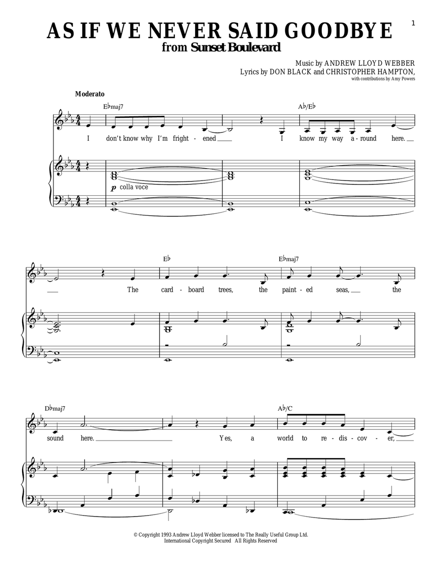 As If We Never Said Goodbye (from Sunset Boulevard) Piano, Vocal scores gallery preview page 1