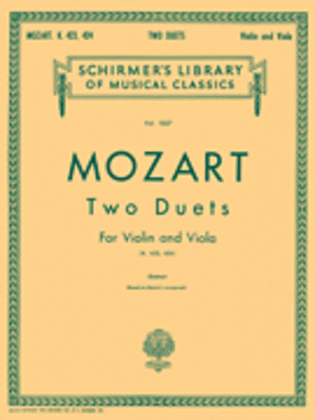 Book cover for Two Duets for Violin and Viola, K. 423 and K. 424