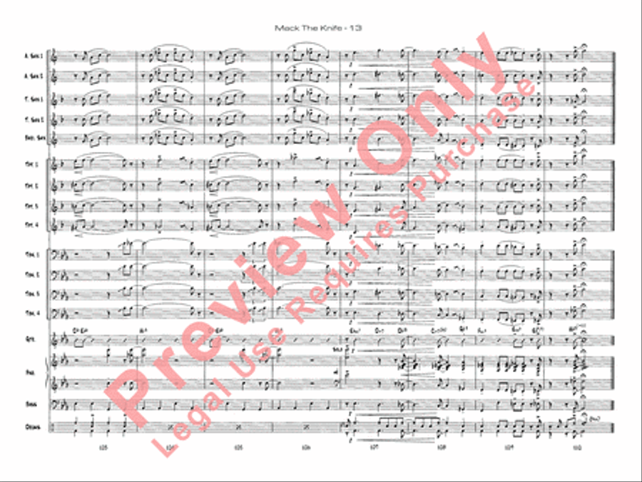 Mack the Knife (from The Threepenny Opera) Jazz Ensemble scores gallery preview page 15