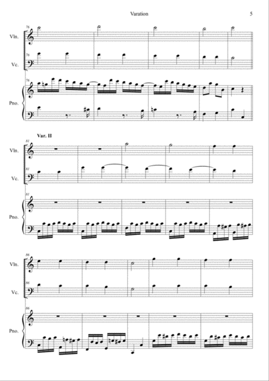Varations KV.265 Varations KV.265 Piano Trio scores gallery preview page 5