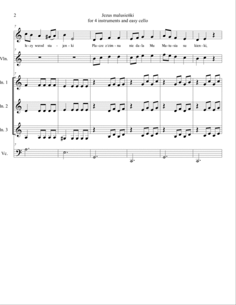 Jezus malusieńki (Polish Christmas carol) - Score Only Chamber Music scores gallery preview page 2