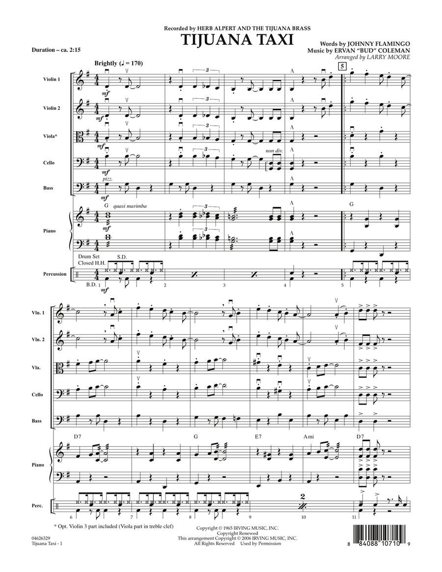 Tijuana Taxi - Full Score Orchestra scores gallery preview page 1