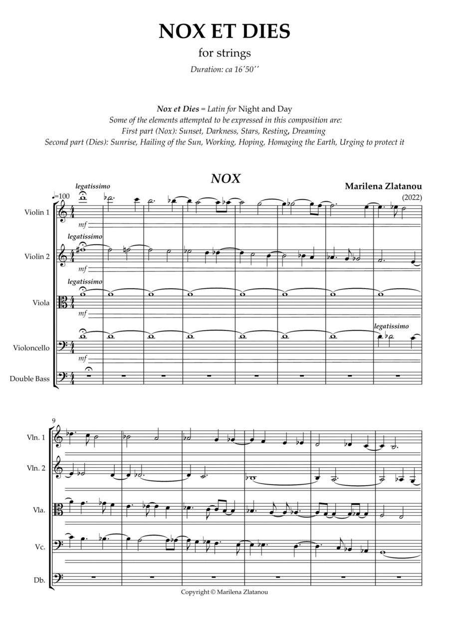 NOX ET DIES for strings NOX ET DIES for strings String Orchestra scores gallery preview page 1