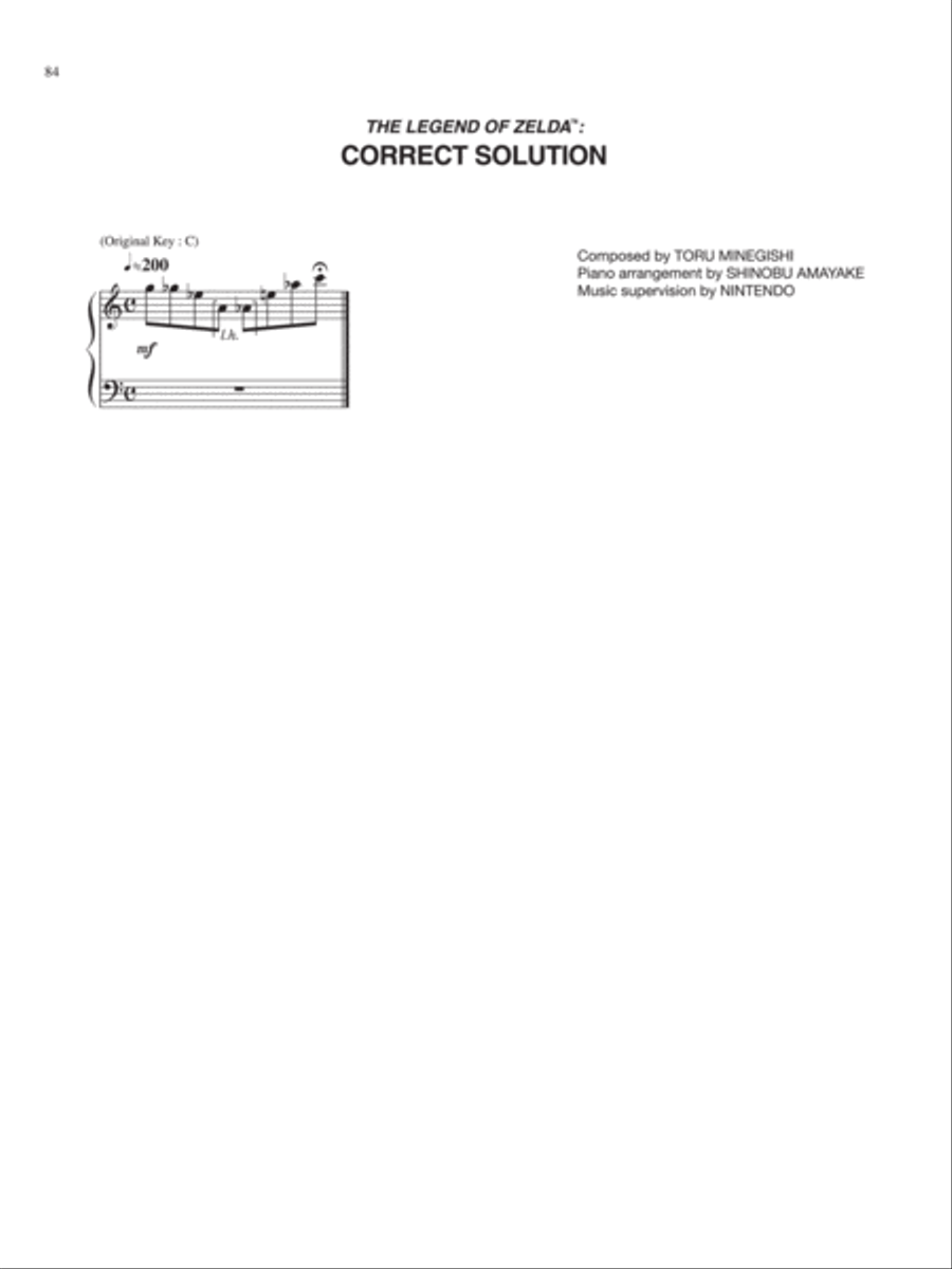 The Legend of Zelda™ Correct Solution Piano Solo scores gallery preview page 1