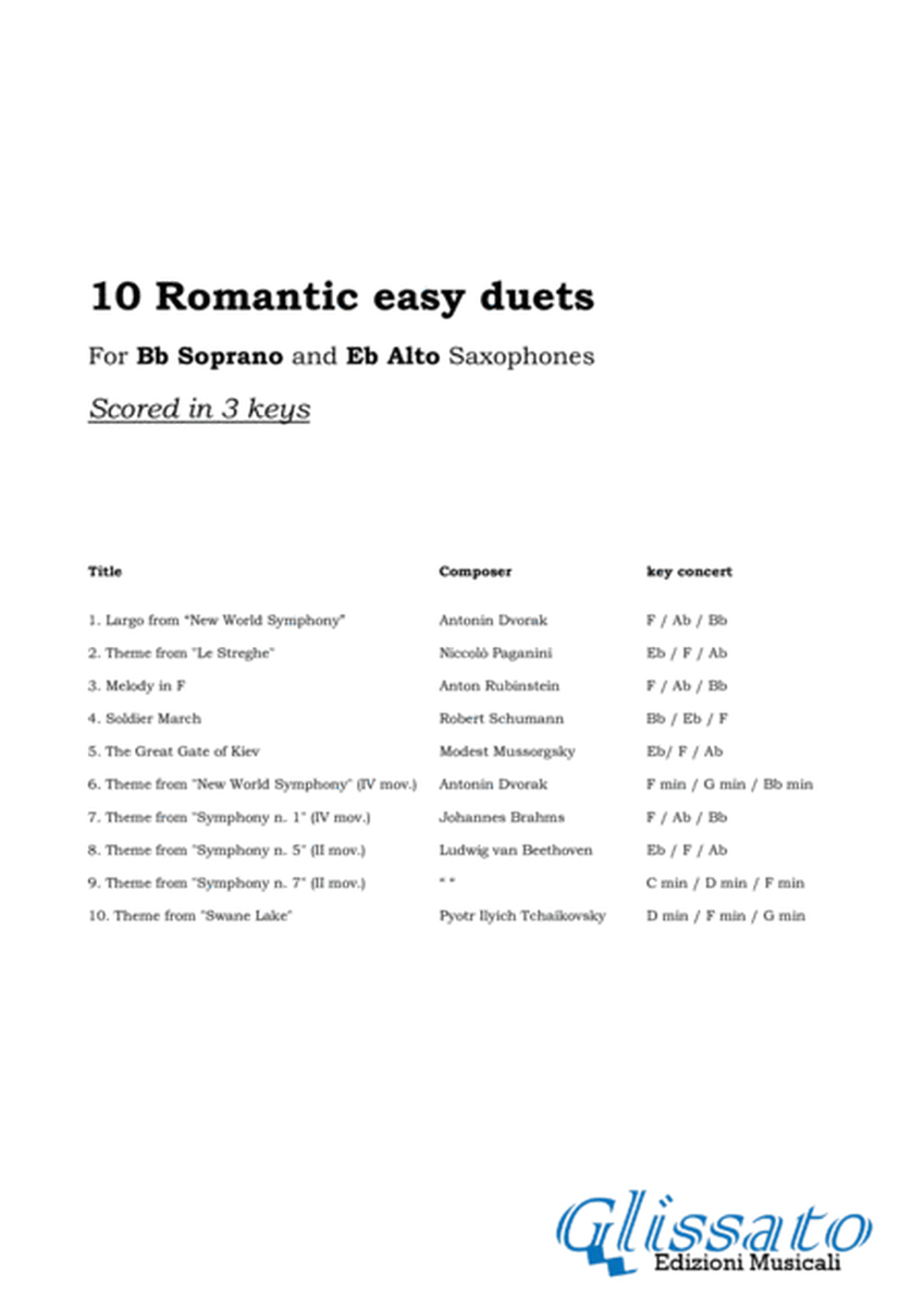 10 Romantic Easy duets for Bb Soprano and Eb Alto Saxes image number null