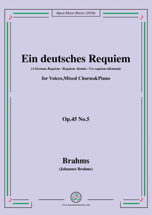 Book cover for Brahms-Ein deutsches Requiem,(A German Requiem)Op.45 No.5,for Voices,Mixed Chorus&Piano