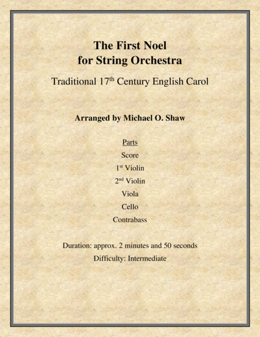 The First Noel a 17th Century English Carol for String Orchestra image number null