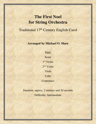 The First Noel a 17th Century English Carol for String Orchestra