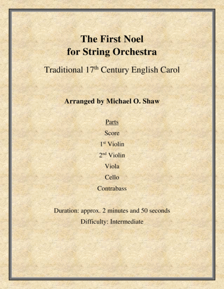 The First Noel a 17th Century English Carol for String Orchestra image number null