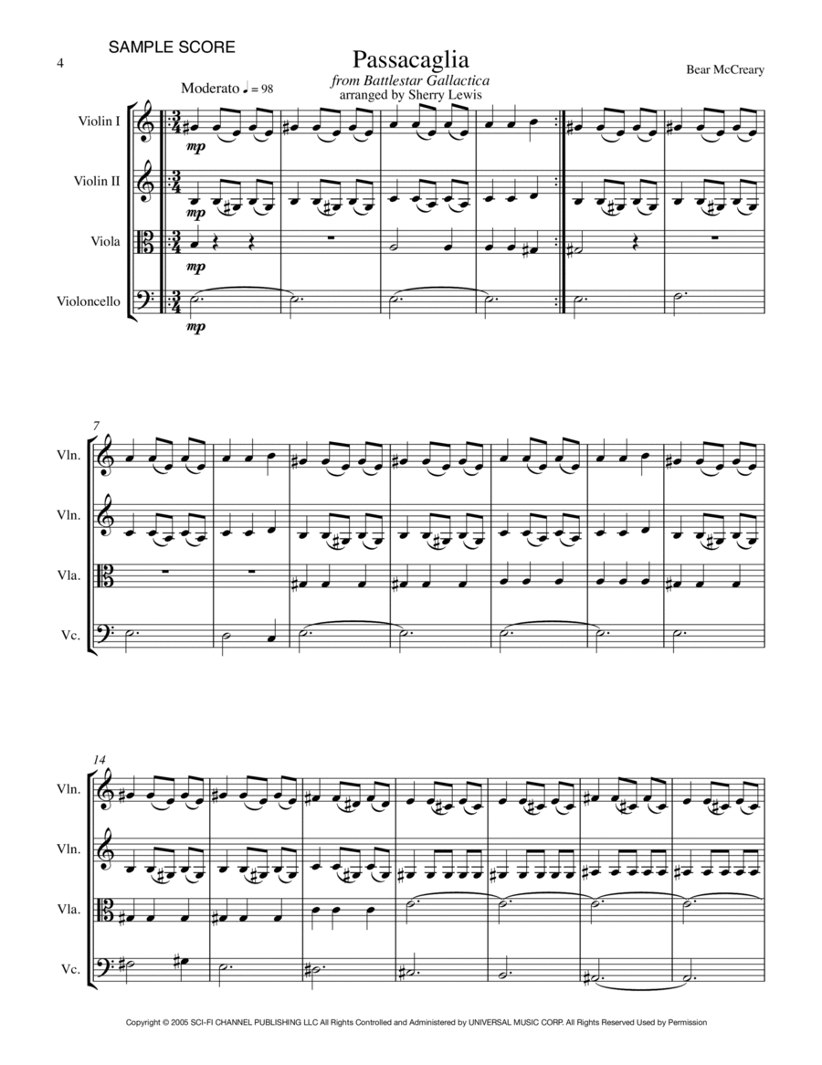 Passacaglia String Quartet scores gallery preview page 1