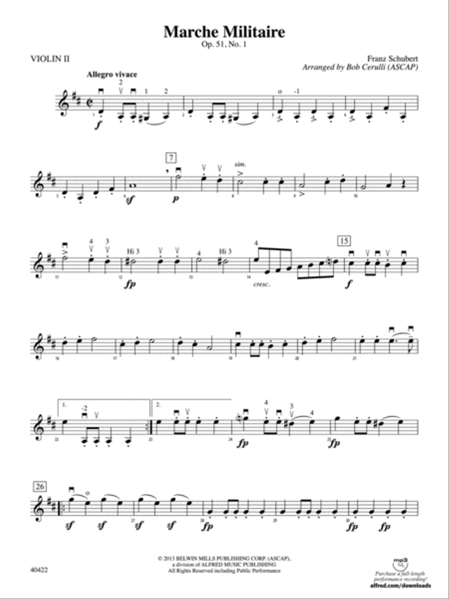 March Militaire: 2nd Violin String Orchestra scores gallery preview page 1