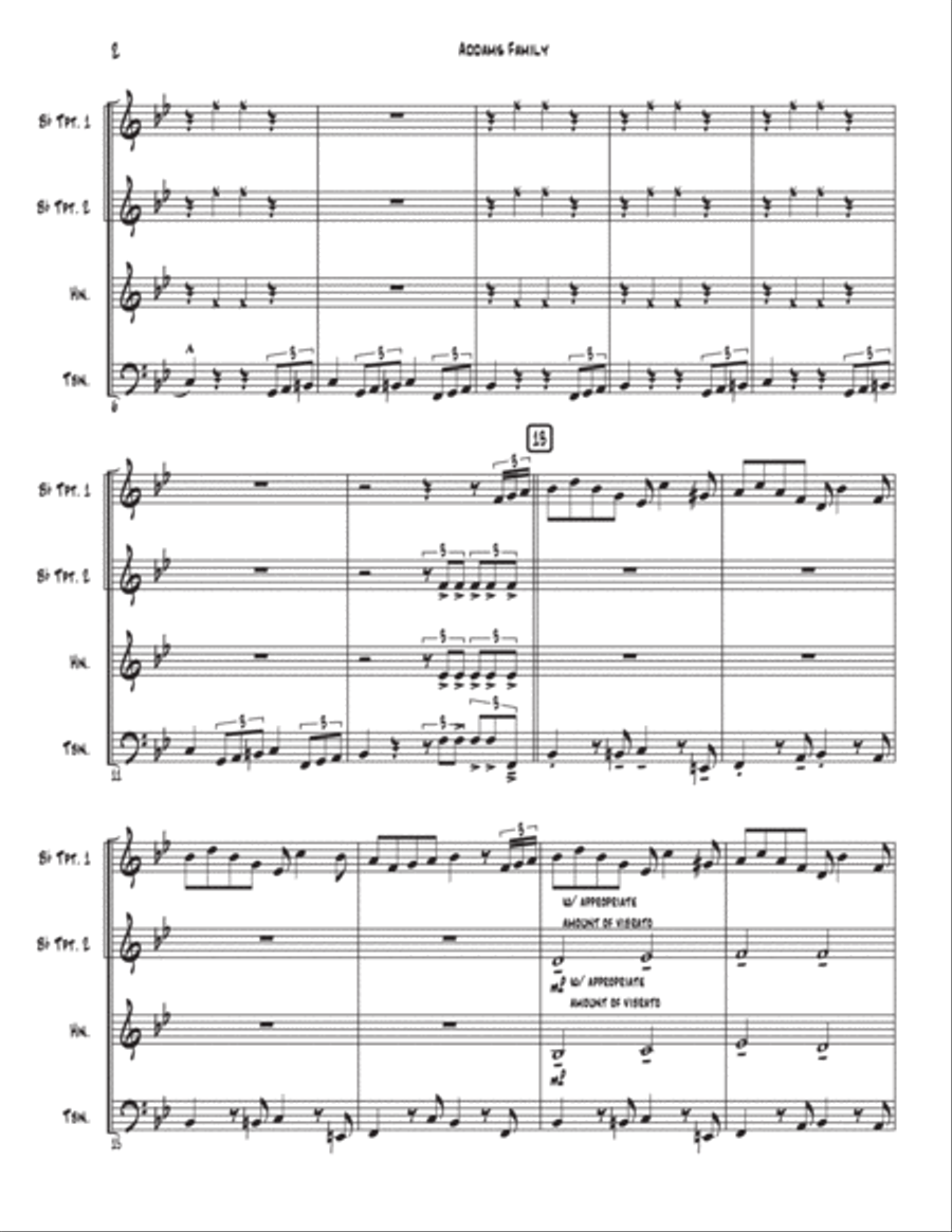 The Addams Family Theme Horn scores gallery preview page 3