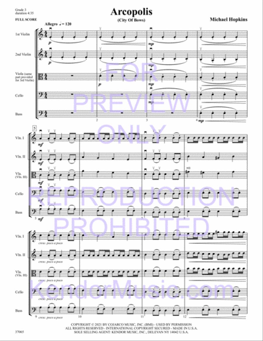 Arcopolis (City Of Bows) String Orchestra scores gallery preview page 3