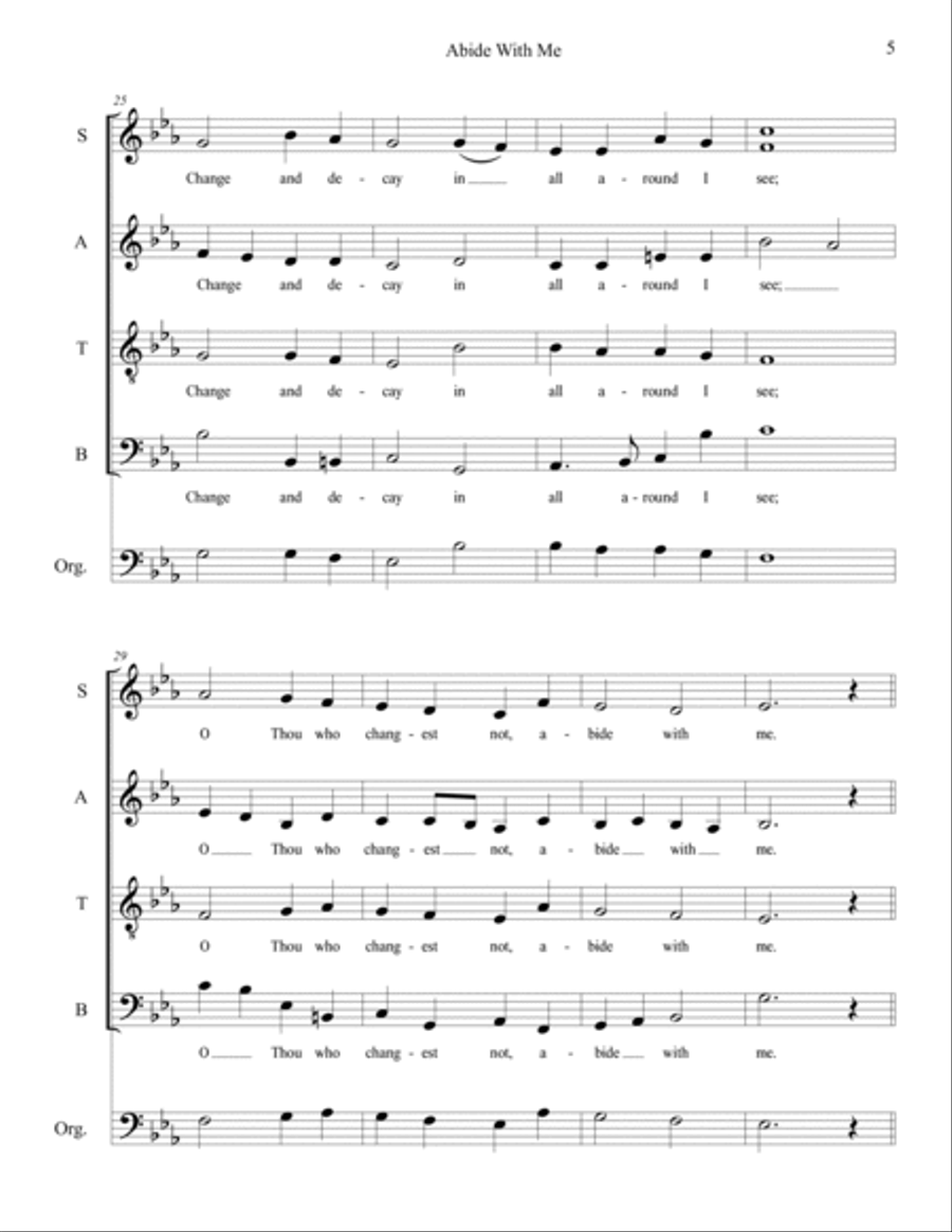 Abide With Me (SATB + Descant, with Organ) 4-Part scores gallery preview page 5