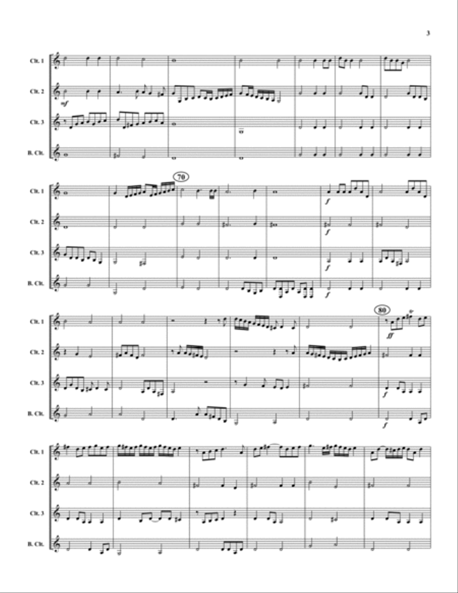 Earl of Oxford's March Clarinet Quartet scores gallery preview page 3