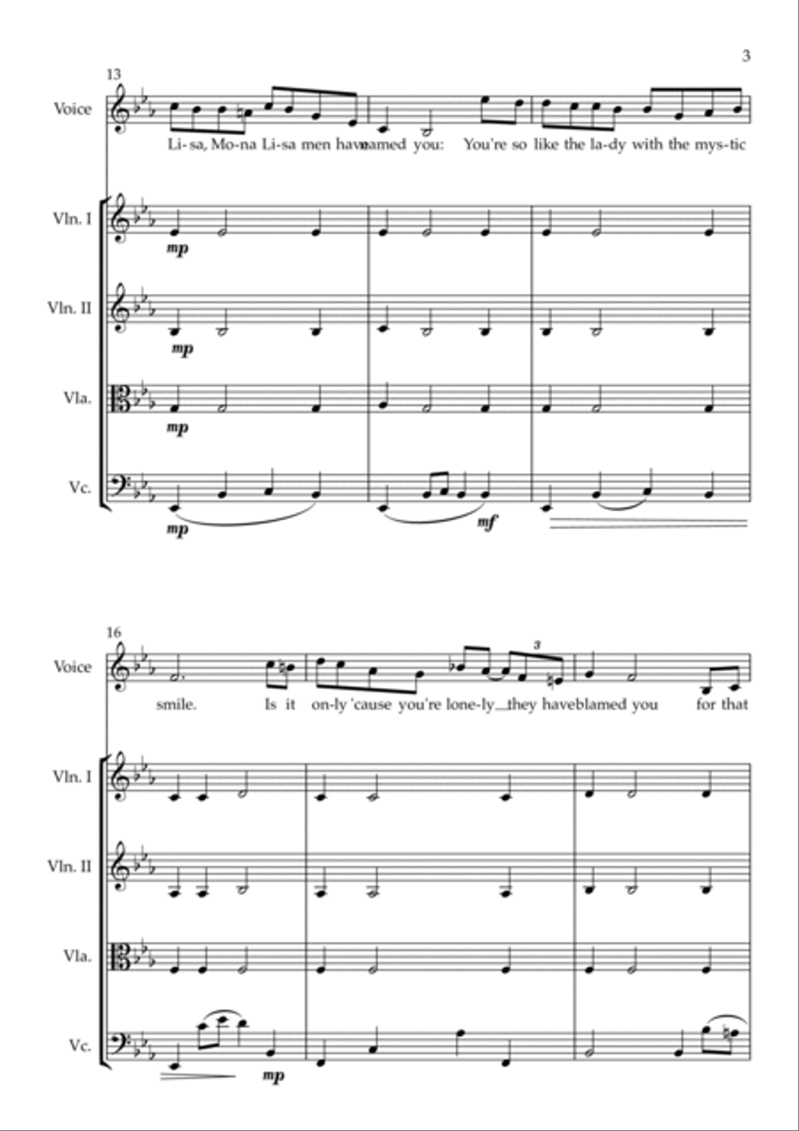 Mona Lisa String Quartet scores gallery preview page 3
