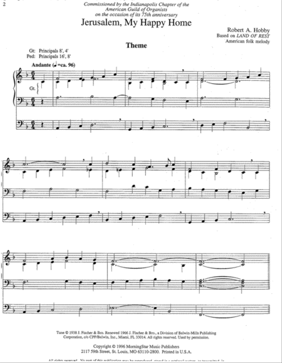 Variations on Jerusalem, My Happy Home Organ scores gallery preview page 2