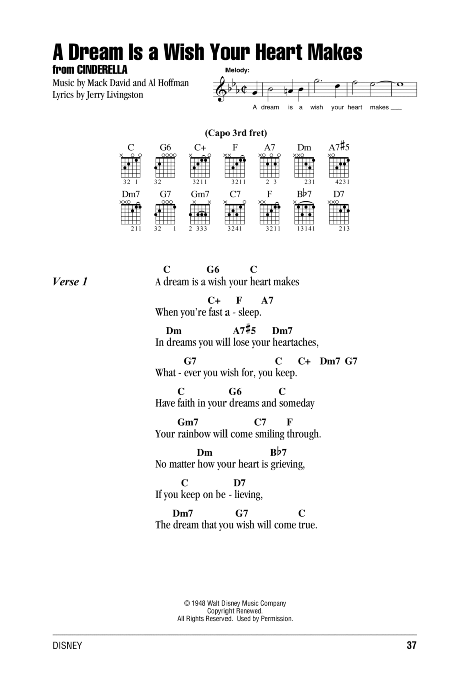 A Dream Is A Wish Your Heart Makes (from Cinderella) Guitar scores gallery preview page 1