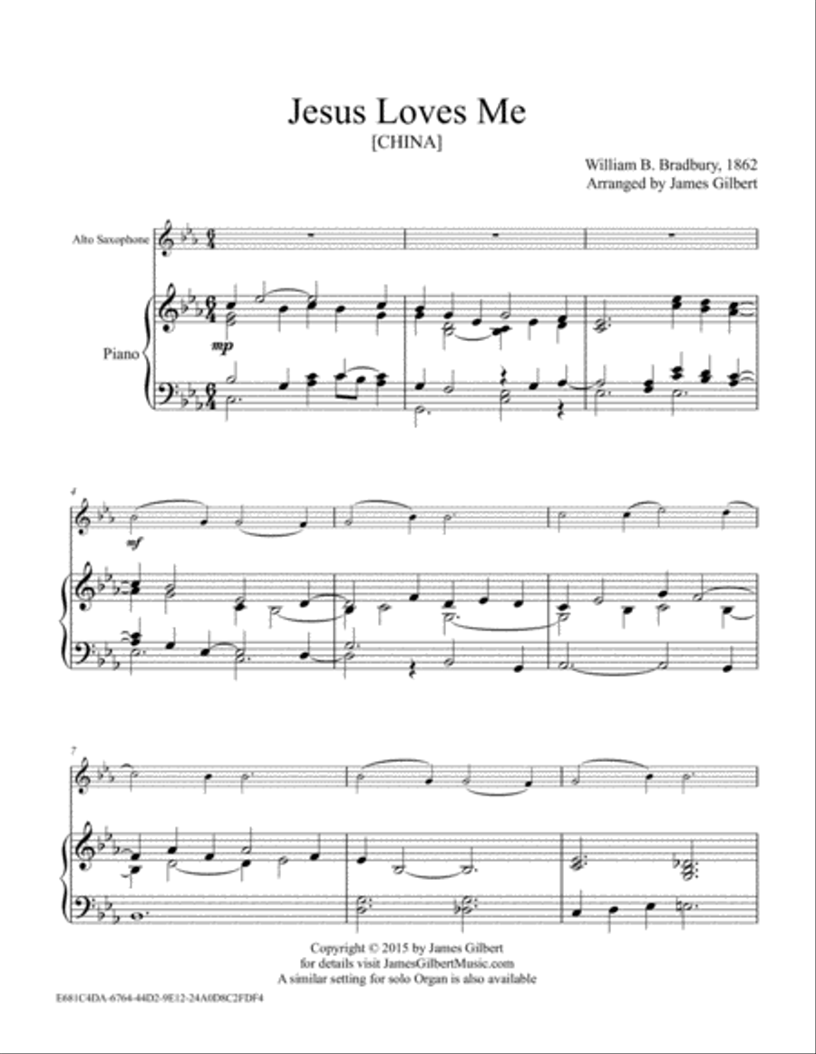 Jesus Loves Me Alto Saxophone scores gallery preview page 1
