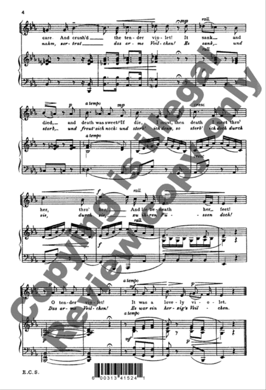 The Violet (Das Veilchen) Unison Choir scores gallery preview page 9
