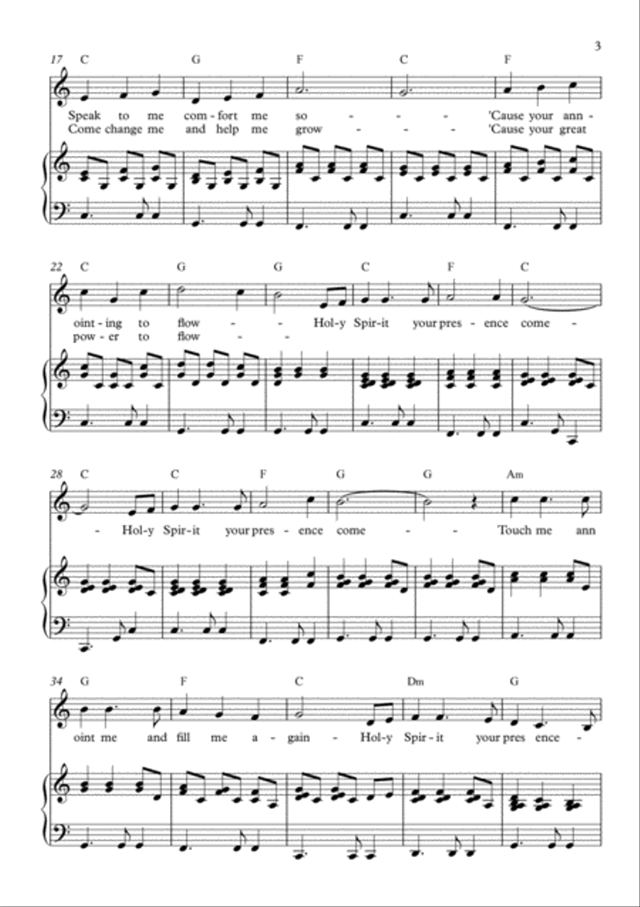 Holy Spirit Presence Come Voice scores gallery preview page 3