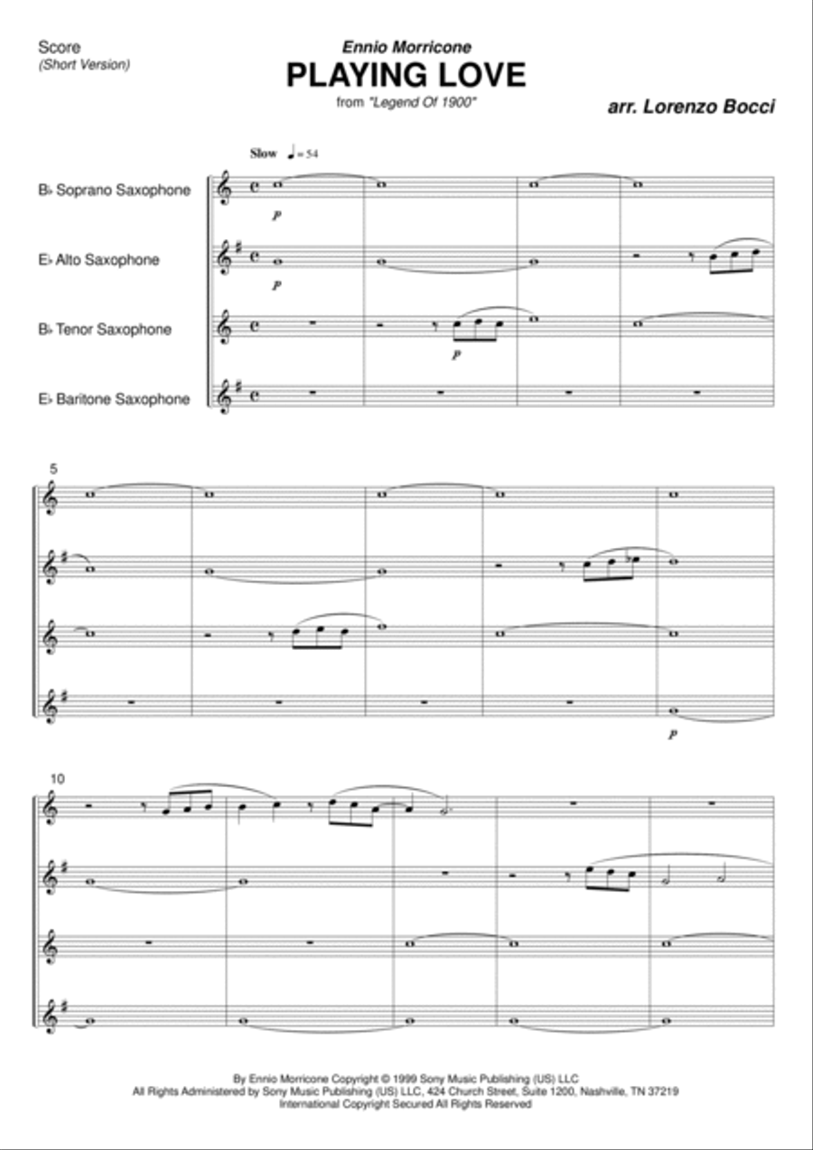 Playing Love Saxophone Quartet scores gallery preview page 6