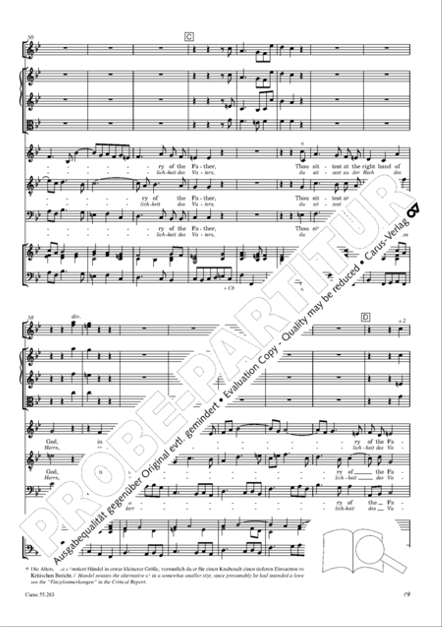 Te Deum for the Victory of Dettingen SSATB scores gallery preview page 96