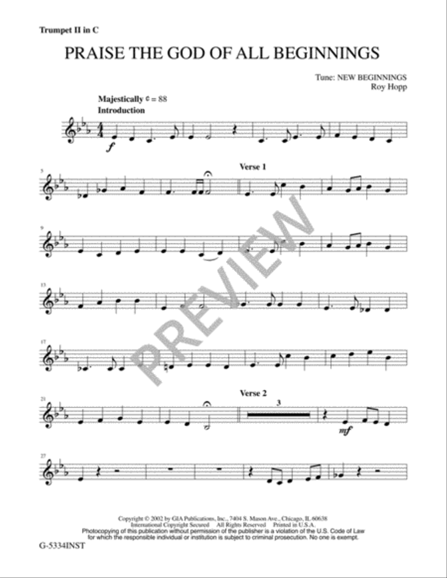 Praise the God of All Beginnings - Instrument edition Trombone scores gallery preview page 8