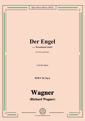Book cover for R. Wagner-Der Engel,in B flat Major,WWV 91 No.1,from Wesendonck-Lieder,for Voice and Piano