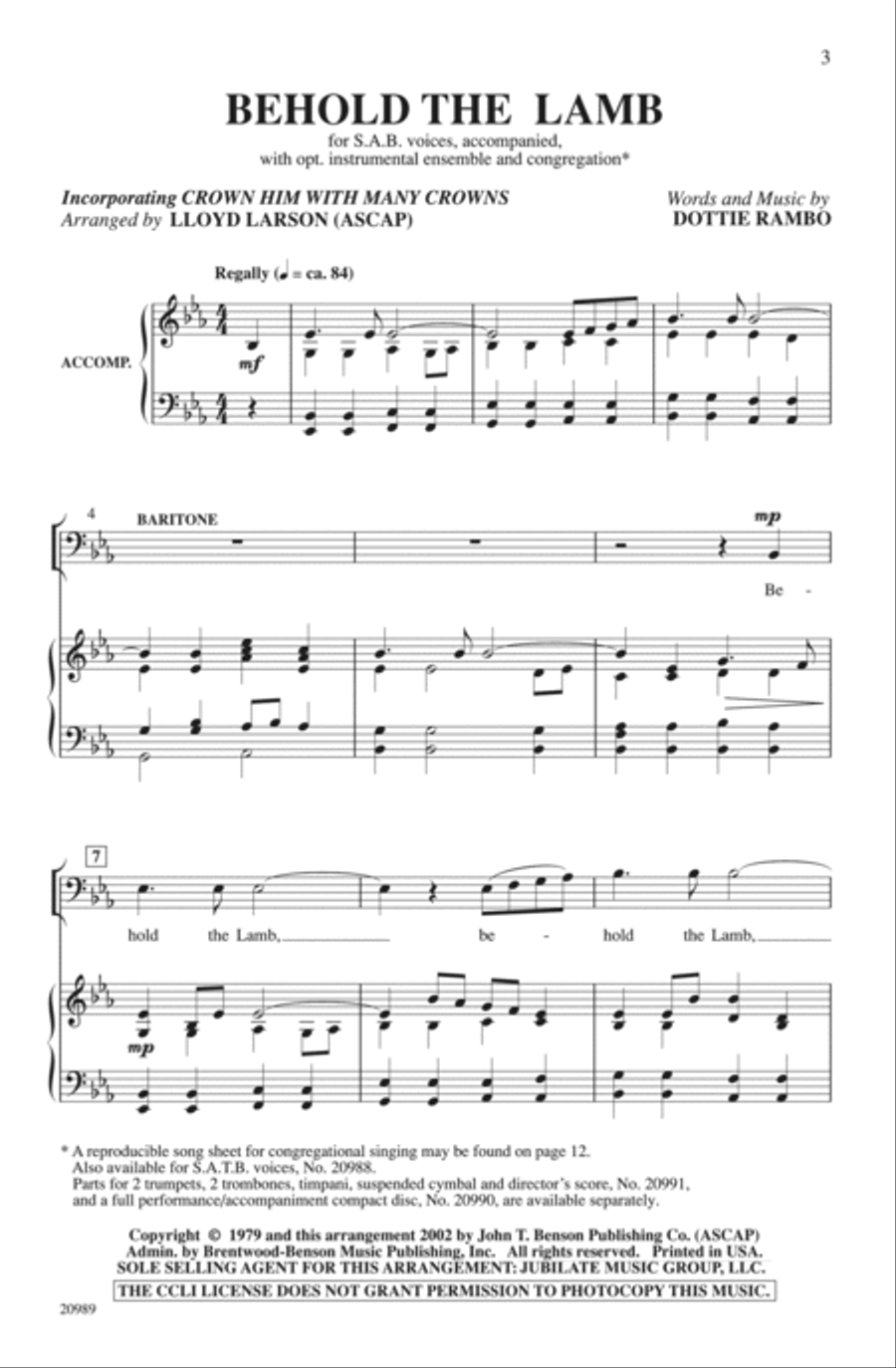 Behold the Lamb 3-Part scores gallery preview page 3