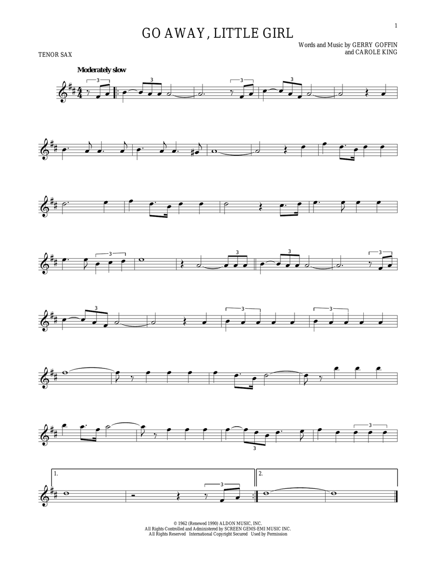 Go Away, Little Girl Tenor Saxophone scores gallery preview page 1
