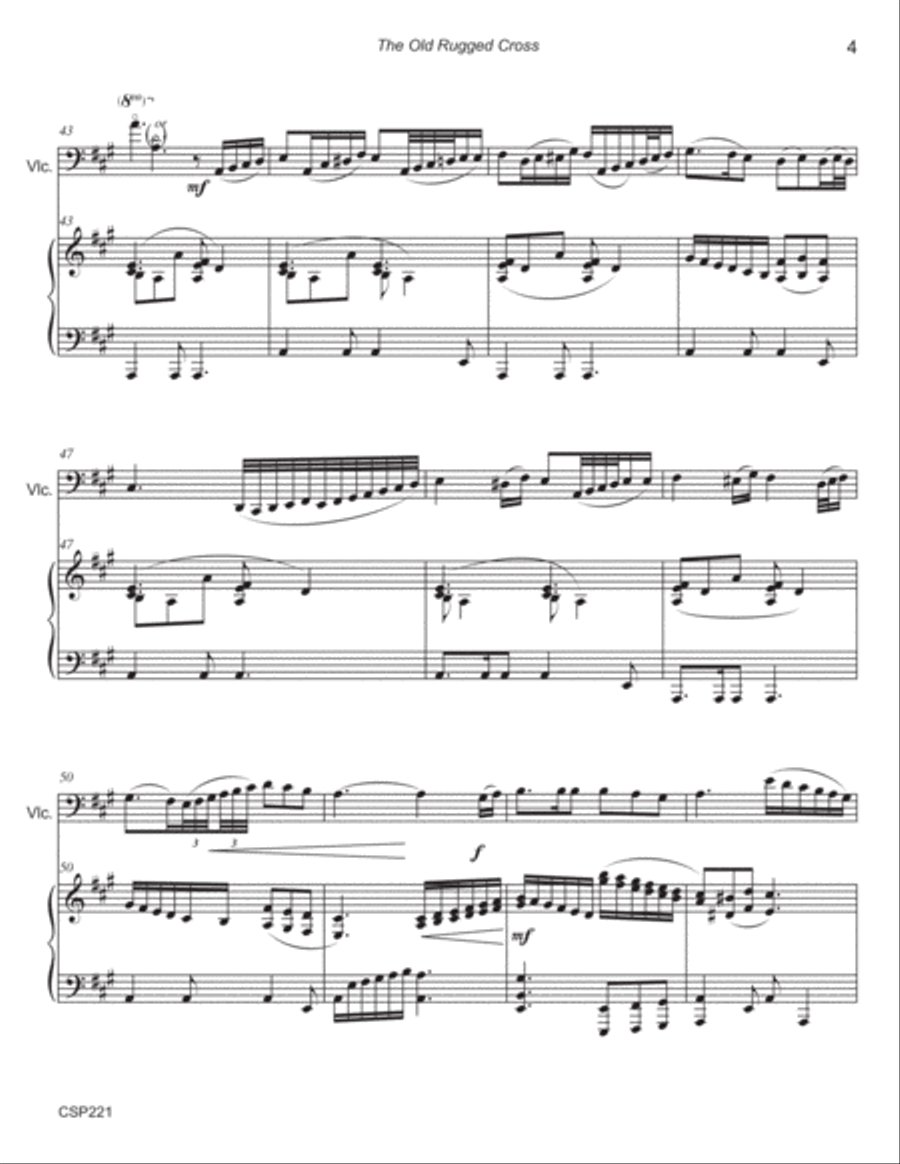 THE OLD RUGGED CROSS - Cello Solo with Piano Accompaniment Piano scores gallery preview page 4