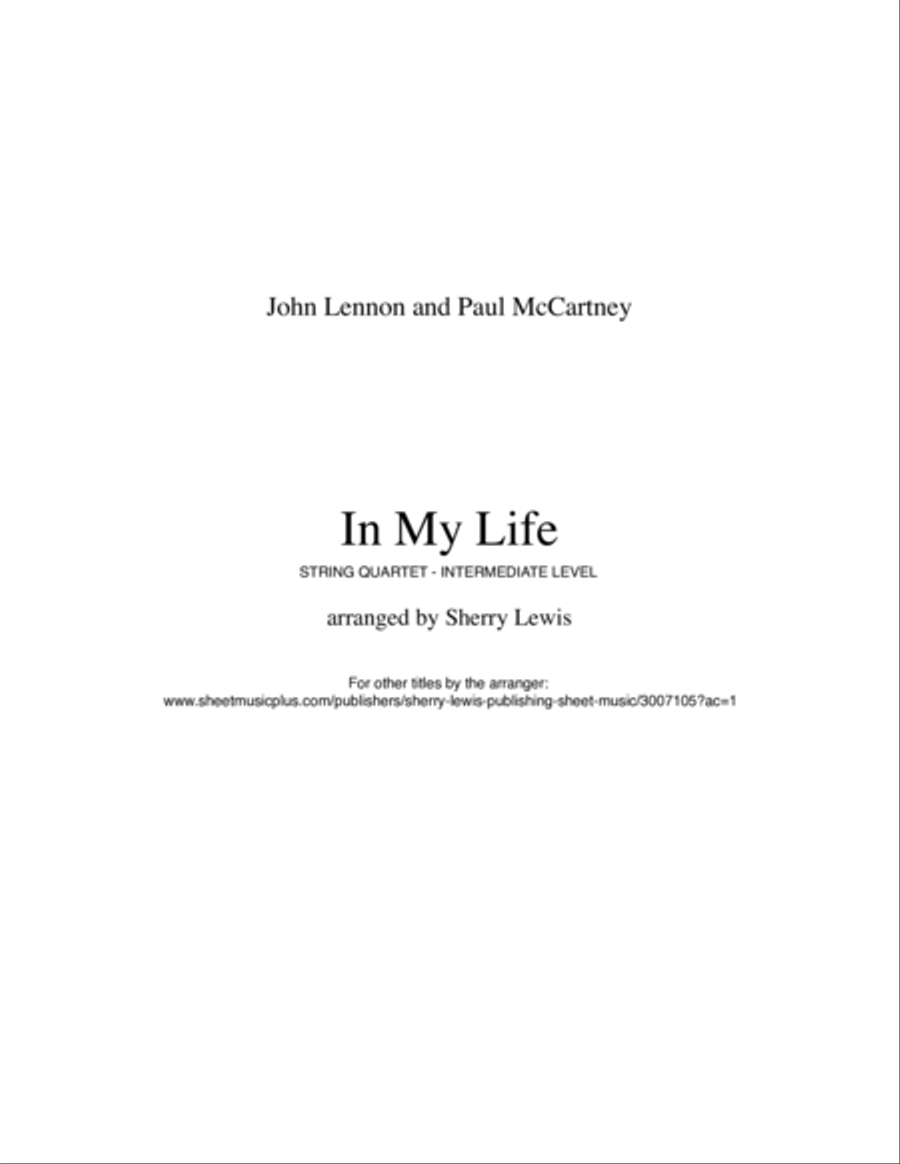 In My Life String Quartet scores gallery preview page 2