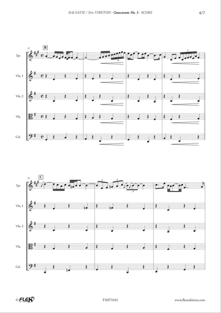 Gnossienne No. 5 Trumpet scores gallery preview page 4