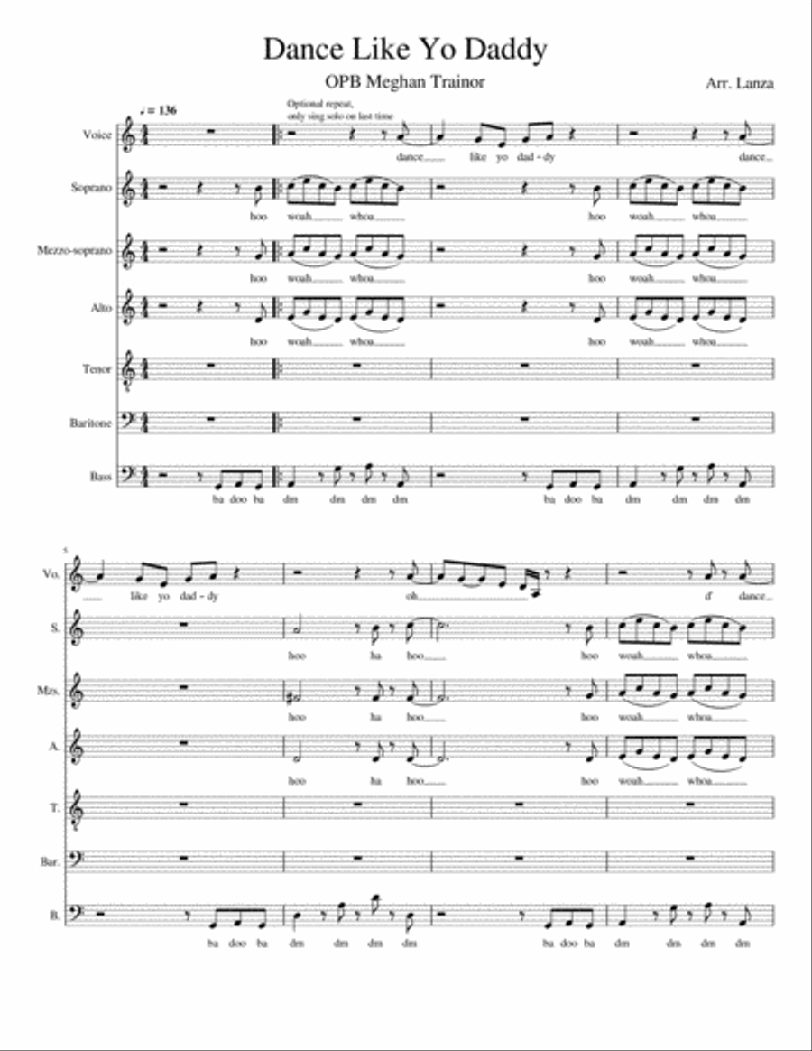 Dance Like Yo Daddy 4-Part scores gallery preview page 1