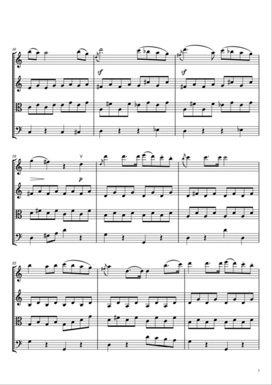 Haydn - Serenade - Op.3,No.5 - For String Quartet II. Andante cantabile Hob. III:17 String Quartet scores gallery preview page 3