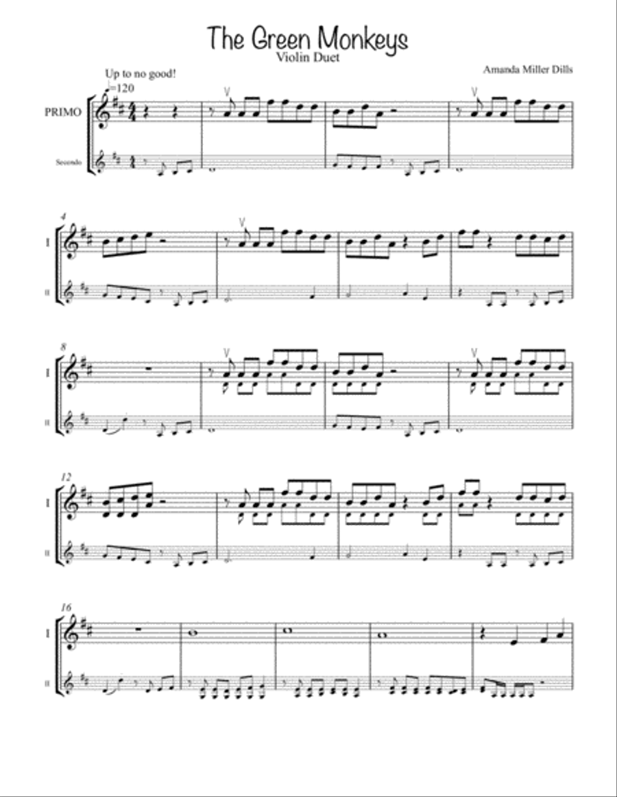 The Green Monkeys (The Hue Zoo) String Duet scores gallery preview page 1