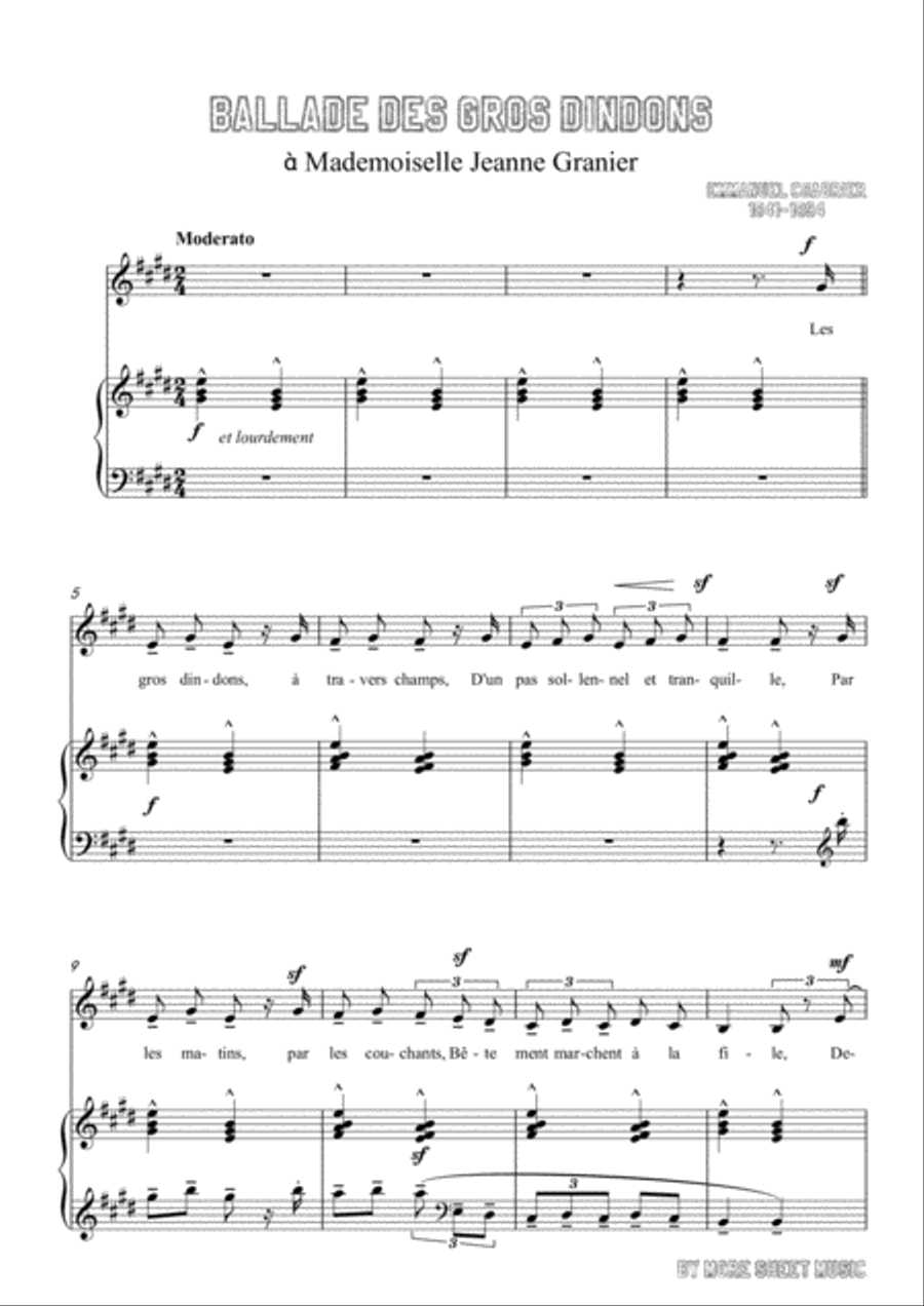 Chabrier-Ballade des gros dindons in E Major,for Voice and Piano Voice Solo scores gallery preview page 3