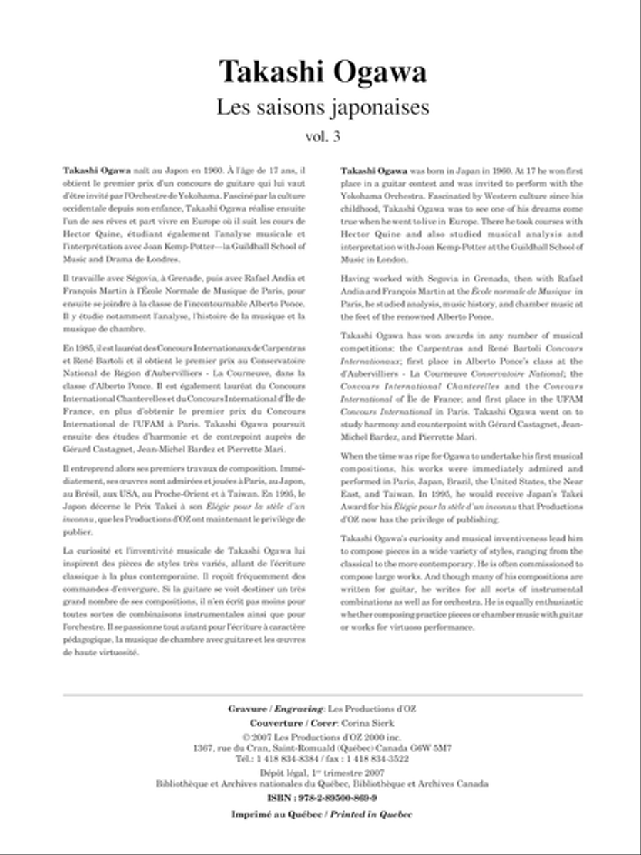 Musique facile pour 4 guitares - Japon (Les saisons japonaises, vol. 3) Guitar Ensemble scores gallery preview page 1
