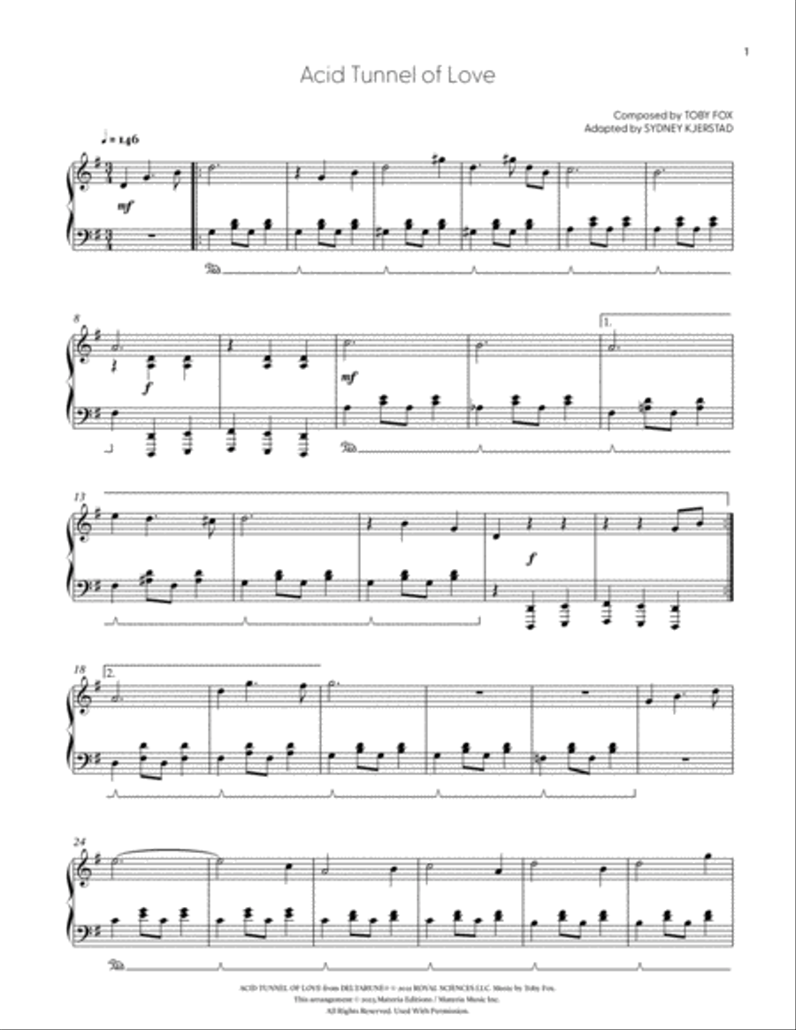 Acid Tunnel of Love (DELTARUNE Chapter 2 - Piano Sheet Music) Easy Piano scores gallery preview page 2