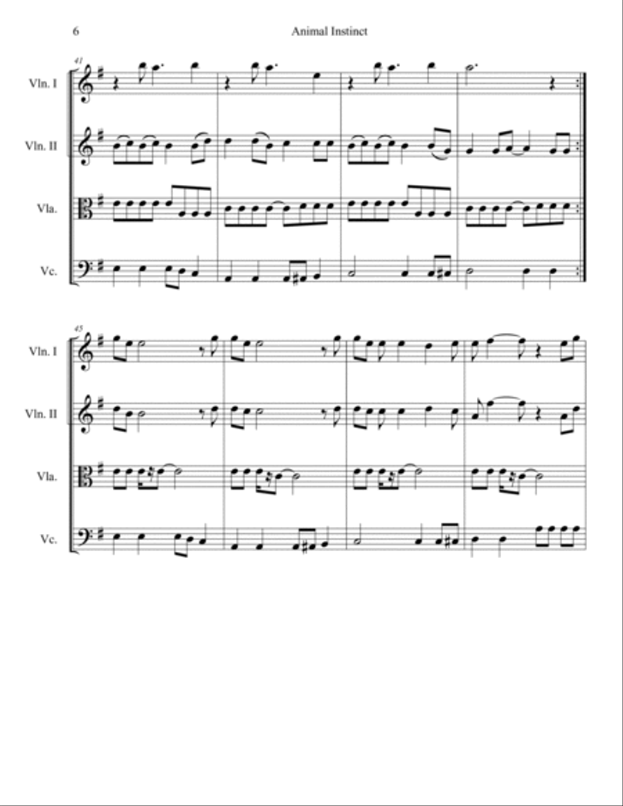 Animal Instinct Animal Instinct String Quartet scores gallery preview page 6